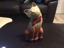 Vintage Wooden Cat with a Bow