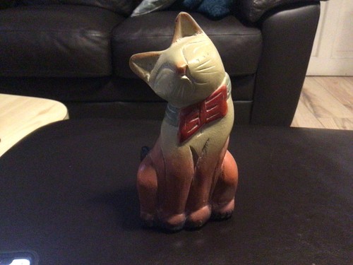 Vintage wooden cat with - vintage,