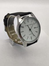 Men's/Gents Everyday Classic Wristwatch Genuine Leather Strap and Date Window