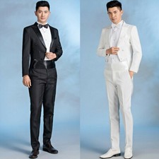 2025 Mens Tuxedo Morning Suit Tailcoat Jacket Trousers Evening Tails Frock Coat
