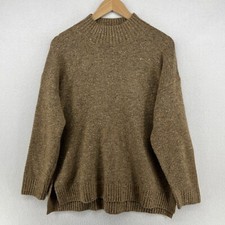 WELL WORN Sweater Womens L Wool Blend Mock Neck Marled Jumper Pullover Brown