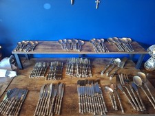 Vintage Midcentury Brass Bamboo Style 144 piece Cutlery Set Canteen Weighs 9.8kg