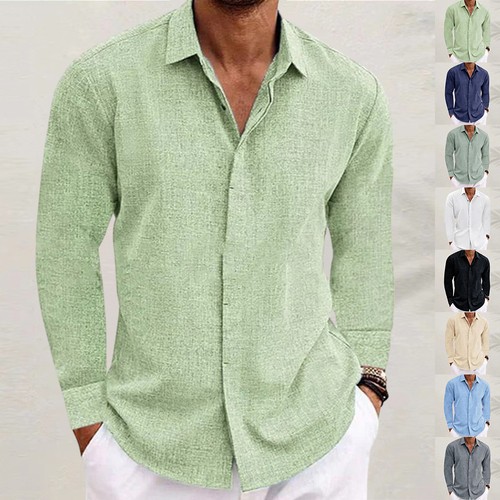 Mens linen shirts autumn long - linen,