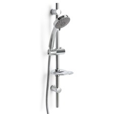 Bathroom 4 Function Chrome Adjustable Riser Slider Rail Bar Shower Set