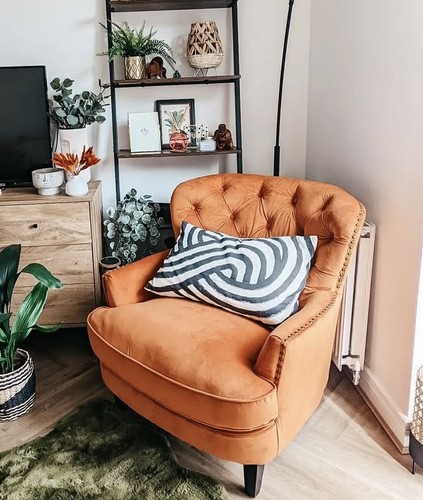 Velvet orange accent armchair - accent,