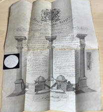 1873 Masonic Freemason Certificate Grand Master Utd Grand Lodge Marquess Ripon