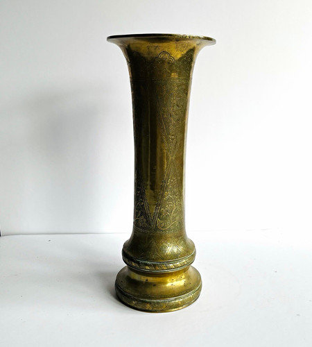 Vintage engraved etched - engraved, brass