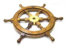 Ships wheel Mango Wood 18" across- Wooden & Brass maritime Pirate Very Nice Gift
