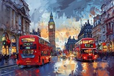 LONDON BIG BEN RED BUS CANVAS
