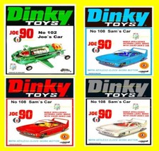 DINKY TOYS JOE 90 SAM`S CAR SET X 4  A5 NEW POSTERS ONLY.FLYER,ADVERT.