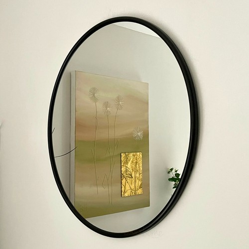 Black round wall mirror - round, 50
