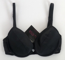 La Senza Push Up Plunge Bra 34B Satin BLACK BNWT