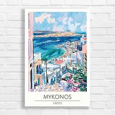 Vibrant Mykonos Cityscape Canvas Print Large Picture Wall Art