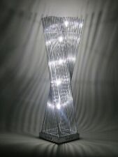 Cayan Tower Twisted Prism Silver Metal Wire Table Cylinder Tower LED Lamp Chrome