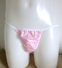 Tiny PVC Panties Briefs Plastic Roleplay Sissy Pants Slips Unisex Pink Vinyl