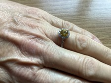 Diamonique silver ring - silver, yellow