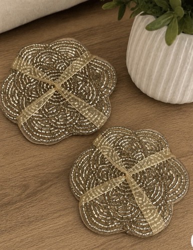 Gold beaded coasters set - m&s,