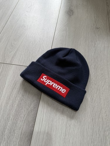 Supreme navy box logo beanie - supreme,
