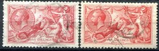 (168) VERY GOOD LIGHTLY USED 1918 GV 5/- ROSE RED & CARMINE SEAHORSES SG416