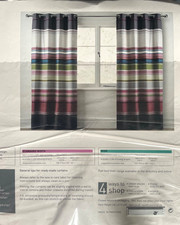 Next Multi Colour Striped Eyelet Top Curtains 53" x 72" BNIP + New Cushion Cover