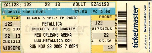 Metallica concert ticket nov - metallica,