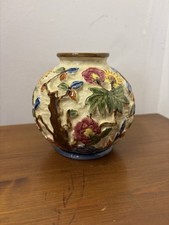 Ceramic Pottery Vase Indian Tree Damaged Rim Vintage Mid Century