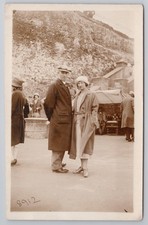 1920s Fashion RPPC "Walkie" Postcard Couple Woman in Cloche Hat Street Photo