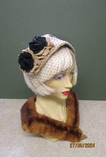 1940s FELT BRIDGE HATS WITH FLOWERS & FACE NET VARIOUS COLOURS 