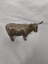 Brushed Silver Highland Cow Decorative Figure