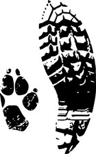 Boot & Dog Paw Print Hiking