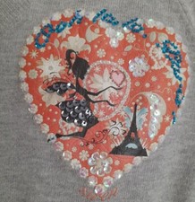 Siren Ladies "Ooh La La Paris" Grey Sequinned Cropped Cardigan - Size S