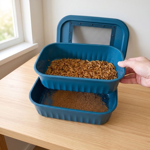 Layer mealworm feeding box - layer,