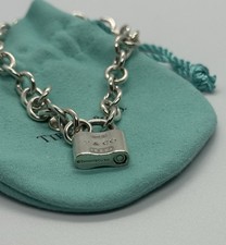 Tiffany & Co. 1837 Lock Padlock 7.5" Sterling Silver Chain Charm Bracelet