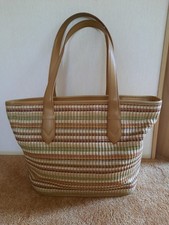 Marks & Spencer vintage Shopping Bag In Pretty Autumn Colours Raffia, Straw