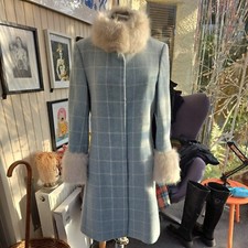 Vintage Feraud Ladies Princess Coat. Size 12 Blue, Hologram inside label