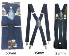 Navy Men Ladies BRACES ELASTIC Durable Strong 25mm 35mm 50mm WIDE
