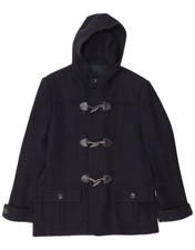 VINTAGE Mens Hooded Duffle Coat UK 40 Large Navy Blue Wool CP13