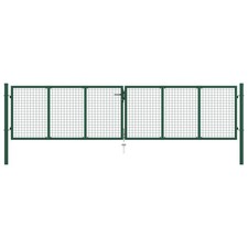 Mesh Garden Gate Outdoor Fence Barrier Driveway Door Gate Steel Green vidaXL