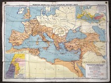 VINTAGE A.J. Nystrom Map Growth of Christianity 400 School Classroom A.H. 14