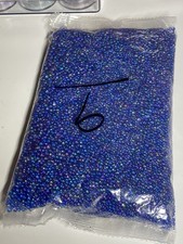 Iridescent Blue glass Micro Beads/ Balls, caviar beads No Hole . Large Bag 460g