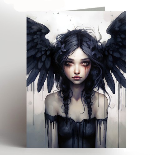Angel birthday card - , gothic