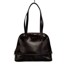 Auth agnes b Dark Brown Leather Shoulder Bag