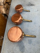 Set Of Vintage Copper Aluminium Clad Measuring Saucepans