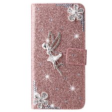 Purse Phone Case For iPhone 11 12 13 14 15 16 XS Max Plus Angel Bling Flip Cover
