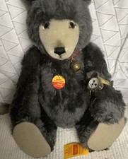 Steiff 1991 Grey  Watch Teddy Bear 45, 3212/ 4000. Watch .+ Bell + Tags / 649998