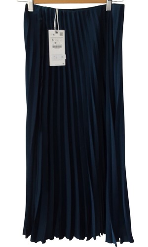 Zara pleated midi skirt - pleated, navy