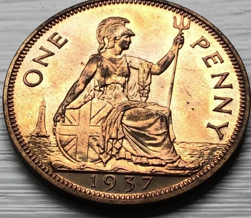 1937 george one penny proof - 1937,