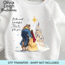 Disney Princess Belle, Christmas, Dtf Transfer Iron On Childrens T-shirt Print