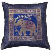 Indian Bohemian Mandala Silk Brocade Ethnic Cushion Covers Elephant 16" Square