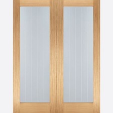 LPD Internal Oak Mexicano Clear Glazed Rebated Pairs Doors